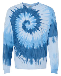 Dyenomite 240MS Women Multi-Color Spiral Tie-Dyed Long Sleeve T-Shirt at GotApparel