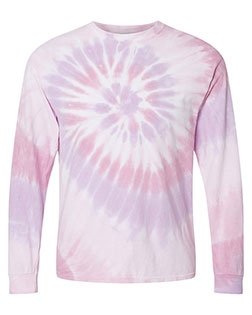 Dyenomite 240MS Women Multi-Color Spiral Tie-Dyed Long Sleeve T-Shirt at GotApparel