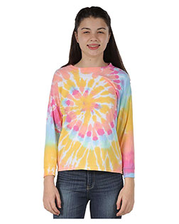 Dyenomite 24BMS Boys Youth Multi-Color Spiral Tie-Dyed Long Sleeve at GotApparel