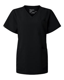 Hanes HSB002 Women's V-Neck 3 Pocket Scrub Top at GotApparel
