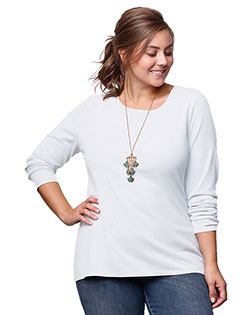 Hanes JMS40 Women 100% Ringspun Cotton Long-Sleeve T-Shirt at GotApparel