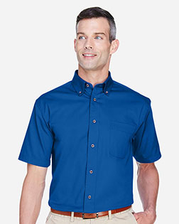 Harriton M500S Men Easy Blend Short-Sleeve Twill Shirt With Stain-Release at GotApparel