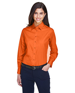 Harriton M500W Women Easy Blend Long-Sleeve Twill Shirt With Stain-Release at GotApparel