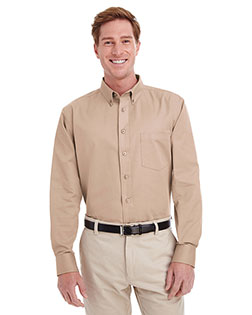 Harriton M581 Men Foundation 100% Cotton Long-Sleeve Twill Shirt With Teflon  at GotApparel