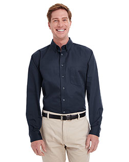 Harriton M581T Men Tall Foundation 100% Cotton Long-Sleeve Twill Shirt With Teflon  at GotApparel