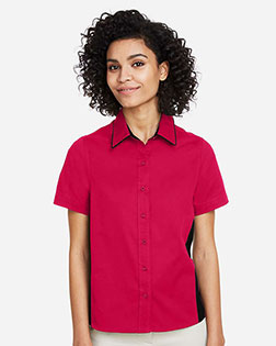 Harriton M586W Women Ladies' Flash Il Colorblock Short Sleeve Shirt at GotApparel