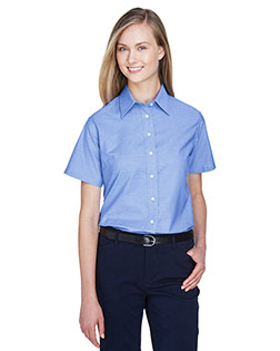 Harriton M600SW Women Short-Sleeve Oxford With Stain-Release at GotApparel