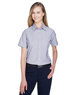 Harriton M600SW Women Short-Sleeve Oxford With Stain-Release at GotApparel