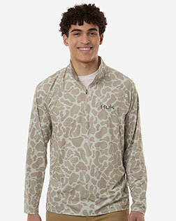 HUK H1200720 Men's Airweight KC Printed Quarter-Zip Pullover at GotApparel