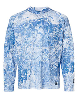 HUK H12L0047 Men's Pursuit Mossy Oak Printed Hooded Long Sleeve T-Shirt at GotApparel
