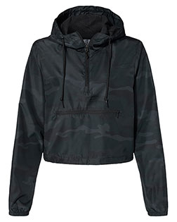 Independent Trading Co. EXP64CRP Women 's Lightweight Quarter-Zip Pullover Crop Windbreaker at GotApparel