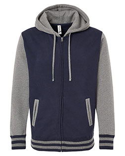 Independent Trading Co. IND45UVZ Men Heavyweight Varsity Full-Zip Hooded Sweatshirt at GotApparel