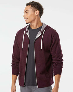 Independent Trading Co. PRM90HTZ Men Heathered French Terry Full-Zip Hooded Sweatshirt at GotApparel