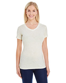J America JA8136 Women Glitter V-Neck T-Shirt at GotApparel