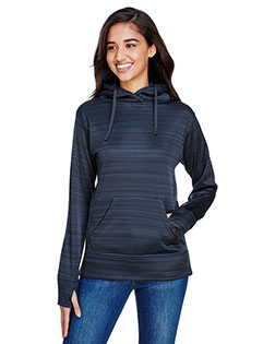 J America JA8662 Women Odyssey Striped Poly Fleece Lapover Hood at GotApparel