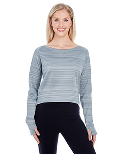 J America JA8663 Women Odyssey Striped Poly Fleece Hi-Lo Crew at GotApparel