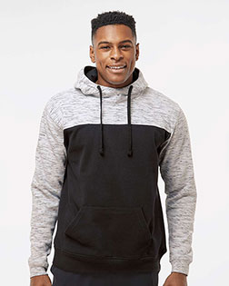J America JA8676 Men Melange Color Blocked Hooded Sweatshirt at GotApparel