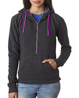 J America J8876 Women 1/2-Zip Tri-Blend Hooded Fleece at GotApparel