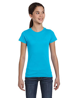 Lat 2616 Girls Fine Jersey Longer Length T-Shirt at GotApparel
