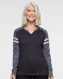 LAT 3534 Ladies Gameday Mash Up Long-Sleeve T-Shirt at GotApparel