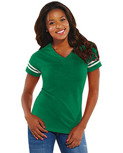 Lat 3537 Adult Football V-Neck Tee at GotApparel