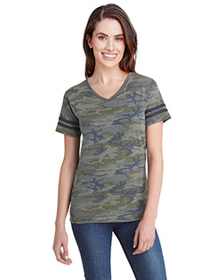 Lat 3537 Adult Football V-Neck Tee at GotApparel