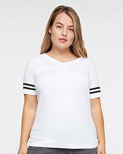 Lat 3537 Adult Football V-Neck Tee at GotApparel