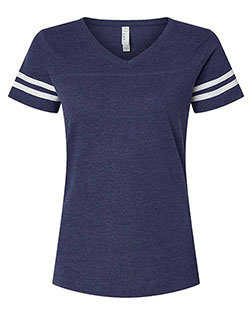 LAT 3537 Women's Football V-Neck Fine Jersey Tee at GotApparel