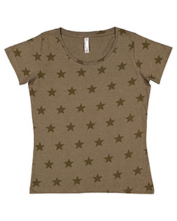 Lat 3629 Women Code V Ladies Patriot Print Crew Neck Tees at GotApparel