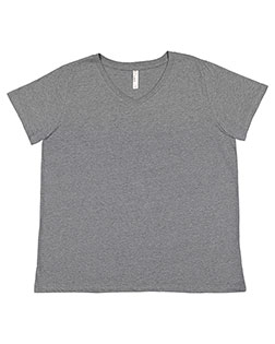 LAT 3817 Ladies' Curvy V-Neck Fine Jersey T-Shirt at GotApparel