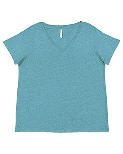 LAT 3817  Ladies' Curvy V-Neck Fine Jersey T-Shirt at GotApparel