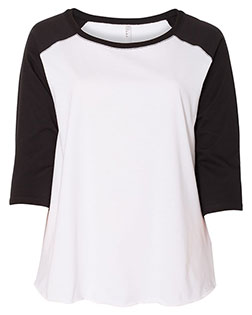 LAT 3830  Curvy Collection Women's Baseball Three-Quarter Sleeve Tee at GotApparel