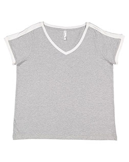 LAT 3832 Women Curvy Soccer Ringer T-Shirt at GotApparel