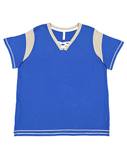 LAT 3833 Women Curvy Gameday Lace Up T-Shirt at GotApparel