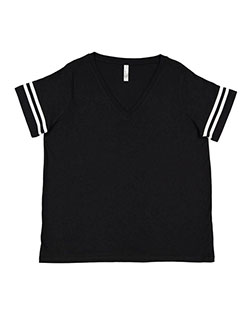 LAT 3837 Ladies Curvy Football T-Shirt at GotApparel