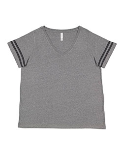 LAT 3837 Ladies Curvy Football T-Shirt at GotApparel