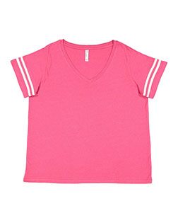 LAT 3837 Ladies Curvy Football T-Shirt at GotApparel