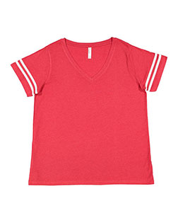 LAT 3837 Ladies Curvy Football T-Shirt at GotApparel