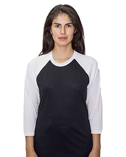 Los Angeles Apparel FF53 Unisex USA-Made Three Quarter Sleeve Raglan Baseball T-Shirt at GotApparel