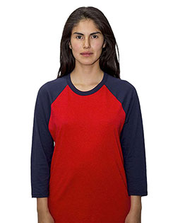 Los Angeles Apparel FF53 Unisex USA-Made Three Quarter Sleeve Raglan Baseball T-Shirt at GotApparel