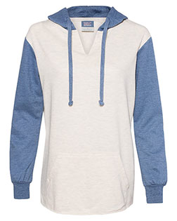 MV Sport W20145 Women ’s French Terry Hooded Pullover with Colorblocked Sleeves at GotApparel