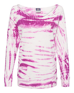MV Sport W20173 Women's French Terry Off-the-Shoulder Tie-Dyed Sweatshirt at GotApparel