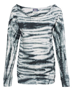 MV Sport W20173 Women's French Terry Off-the-Shoulder Tie-Dyed Sweatshirt at GotApparel
