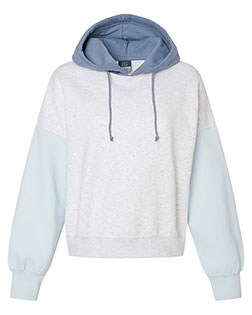 MV Sport W23716 Women 's Sueded Fleece Colorblocked Crop Hooded Sweatshirt at GotApparel