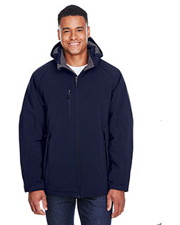 North End 88159 Men Glacier Insulated Three-Layer Fleece Bonded Soft Shell Jacket with Detachable Hood at GotApparel