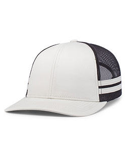 Pacific Headwear P115  Low-Profile Stripe Trucker Cap at GotApparel