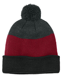 Port Authority C979 Cozy Striped Pom Beanie at GotApparel