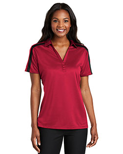 Port Authority L547 Women Silk Touch Performance Colorblock Stripe Polo at GotApparel