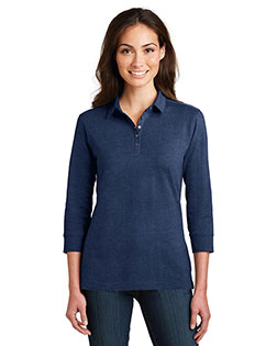 Port Authority L578 Women 3/4-Sleeve Meridian Cotton Blend Polo at GotApparel