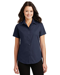 Port Authority L633 Women Short-Sleeve Value Poplin Shirt at GotApparel